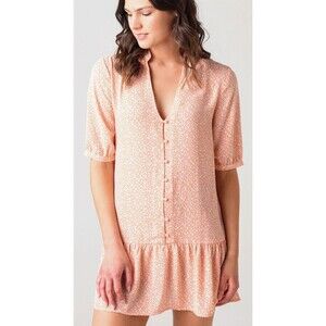 BB Dakota Been Here Before Dress Womens Peach Floral Cottagecore Mini Sz XS